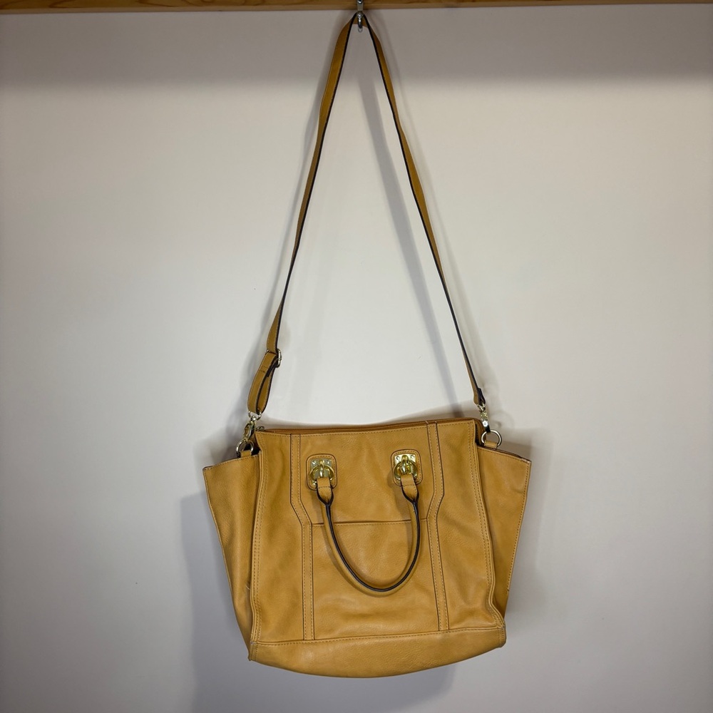 London Fog Dusty Yellow Shoulder or Crossbody Bag FLAWED